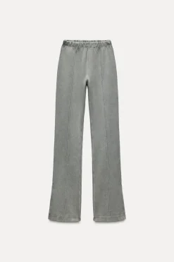 Outlet PANTALÓN FLARE INTERLOCK EFECTO LAVADO Mujer Pantalones