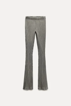 New PANTALÓN FLARE RIB EFECTO LAVADO Mujer Pantalones