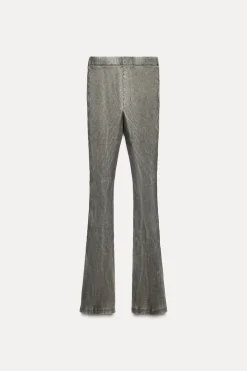 New PANTALÓN FLARE RIB EFECTO LAVADO Mujer Pantalones