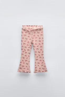 Niños ZARA 1½ - 6 Años·Pantalones|1½ - 6 Años·Leggings<PANTALÓN FLARE RIB ESTAMPADO SOFT TOUCH