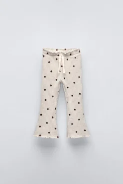 Niños ZARA 1½ - 6 Años·Pantalones|1½ - 6 Años·Leggings<PANTALÓN FLARE RIB TOPOS SOFT TOUCH