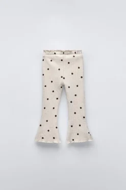 Niños ZARA 1½ - 6 Años·Pantalones|1½ - 6 Años·Leggings<PANTALÓN FLARE RIB TOPOS SOFT TOUCH