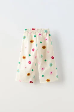 Niños ZARA 1½ - 6 Años·Pantalones|1½ - 6 Años·Total Look<PANTALÓN FLORES BORDADAS