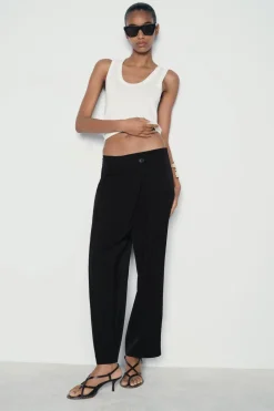 Fashion PANTALÓN FLUIDO CRUCE DELANTERO Mujer Pantalones