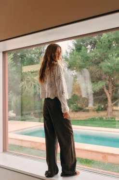 New PANTALÓN FLUIDO EFECTO DENIM Mujer Pantalones