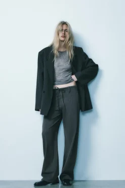 Hot PANTALÓN FRANELA RAYAS CORDÓN Mujer Pantalones