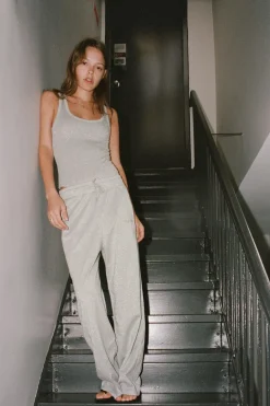 New PANTALÓN HILO METALIZADO TEXTO Mujer Pantalones