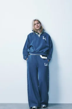 Online PANTALÓN JOGGER VARSITY EFECTO LAVADO Mujer Pantalones|Sudaderas / Joggers