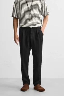 Clearance PANTALÓN LINO PLIEGUES Hombre Pantalones