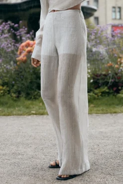 Best PANTALÓN ORGANZA EFECTO ARRUGADO Mujer Pantalones