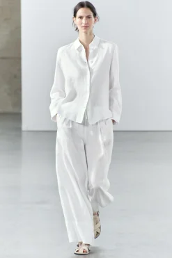 Clearance PANTALÓN PALAZZO LINO 100% ZW COLLECTION Mujer Pantalones