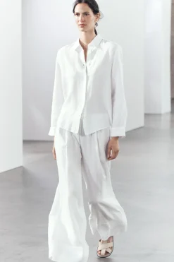 Clearance PANTALÓN PALAZZO LINO 100% ZW COLLECTION Mujer Pantalones