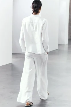 Clearance PANTALÓN PALAZZO LINO 100% ZW COLLECTION Mujer Pantalones