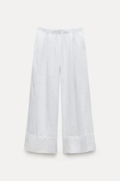 Clearance PANTALÓN PALAZZO LINO 100% ZW COLLECTION Mujer Pantalones