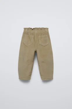 Niños ZARA 1½ - 6 Años·Pantalones|6 - 18 Meses·Pantalones / Leggings<PANTALÓN PANA PAPERBAG FORRADO