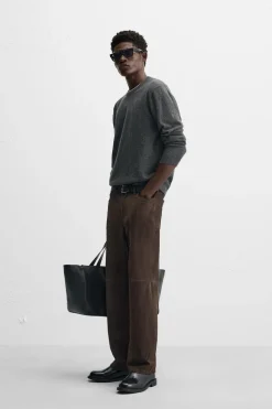 Hot PANTALÓN PIEL ANTE Hombre Pantalones