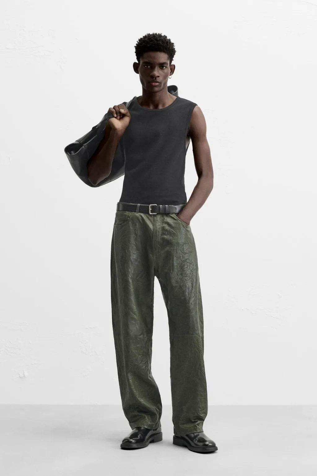 Clearance PANTALÓN PIEL EFECTO ARRUGADO Hombre Piel|Pantalones