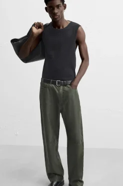 Clearance PANTALÓN PIEL EFECTO ARRUGADO Hombre Piel|Pantalones