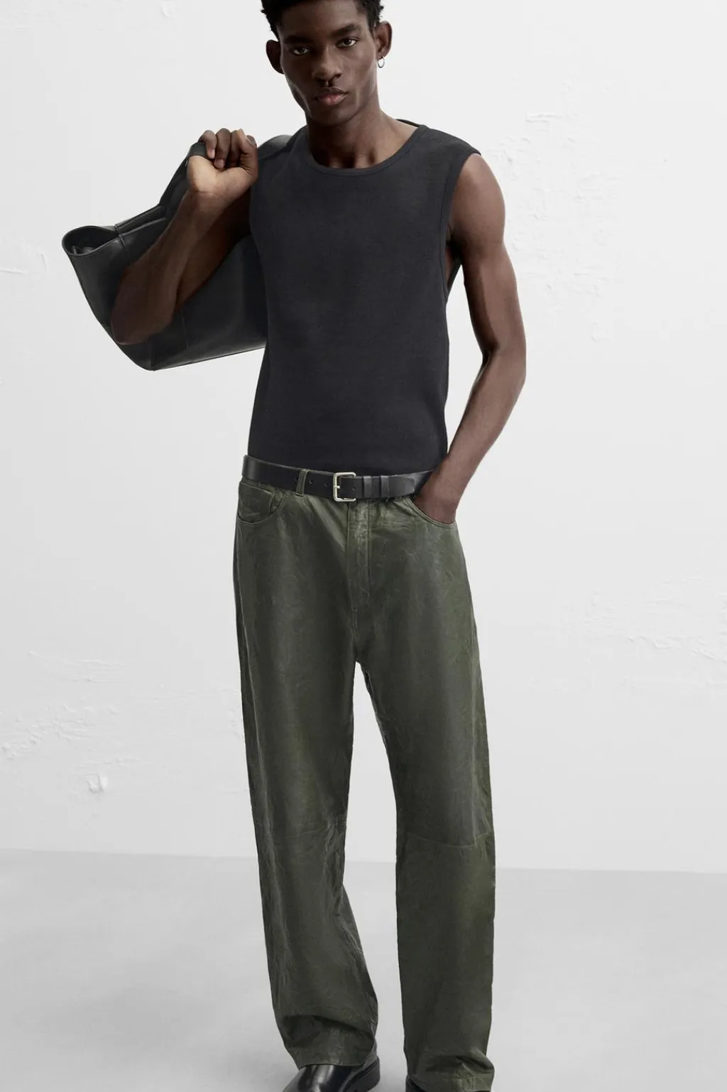 Clearance PANTALÓN PIEL EFECTO ARRUGADO Hombre Piel|Pantalones