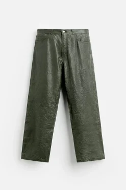 Clearance PANTALÓN PIEL EFECTO ARRUGADO Hombre Piel|Pantalones