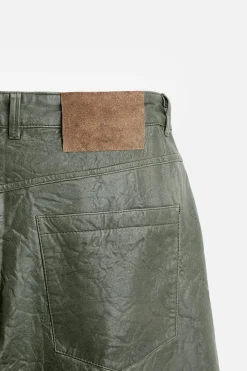 Clearance PANTALÓN PIEL EFECTO ARRUGADO Hombre Piel|Pantalones