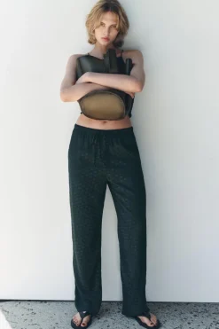 Sale PANTALÓN PIJAMERO JACQUARD ZW COLLECTION Mujer Pantalones