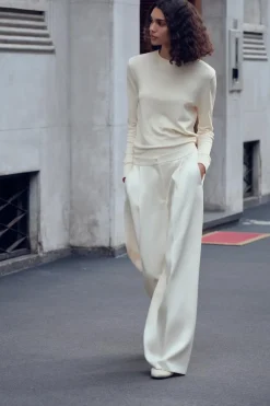 Fashion PANTALÓN PINZAS SATINADO Mujer Pantalones