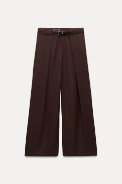 Sale PANTALÓN PLIEGUES CINTURÓN Mujer Pantalones