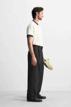 Hot PANTALÓN PLIEGUES CINTURÓN Hombre Pantalones