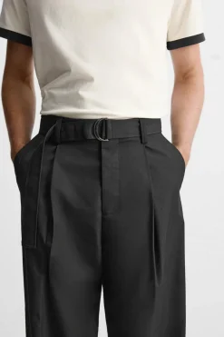 Hot PANTALÓN PLIEGUES CINTURÓN Hombre Pantalones