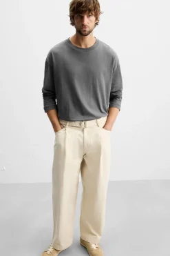 New PANTALÓN PLIEGUES CINTURÓN Hombre Pantalones