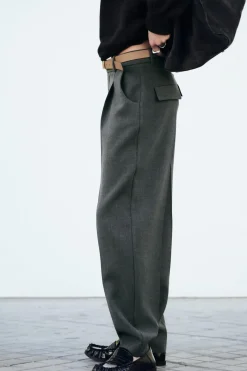 Clearance PANTALÓN PLIEGUES CINTURÓN Mujer Pantalones