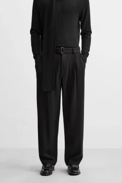 Sale PANTALÓN PLIEGUES CINTURÓN Hombre Pantalones