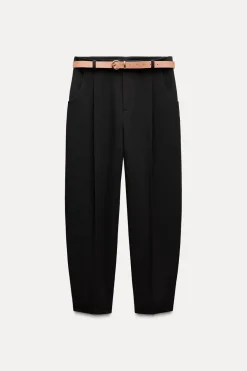 Online PANTALÓN PLIEGUES CINTURÓN Mujer Pantalones