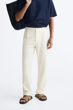 New PANTALÓN PLIEGUES ESTRUCTURA Hombre Pantalones