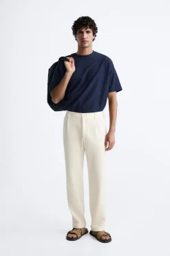 New PANTALÓN PLIEGUES ESTRUCTURA Hombre Pantalones