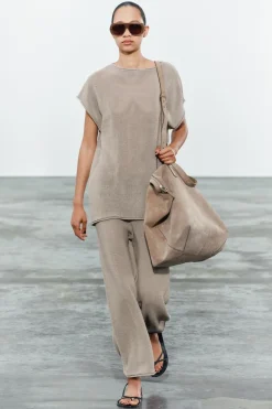 New PANTALÓN PUNTO ACABADOS VUELTA Mujer Pantalones|Cárdigan / Jerséis