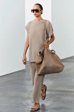 New PANTALÓN PUNTO ACABADOS VUELTA Mujer Pantalones|Cárdigan / Jerséis