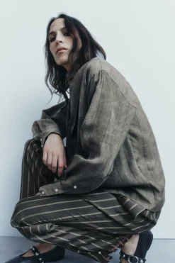 Discount PANTALÓN RAYAS BOTONES LATERALES Mujer Pantalones|Lenceria