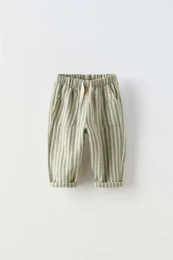 Niños ZARA 6 - 18 Meses·Pantalones / Leggings<PANTALÓN RAYAS RÚSTICO