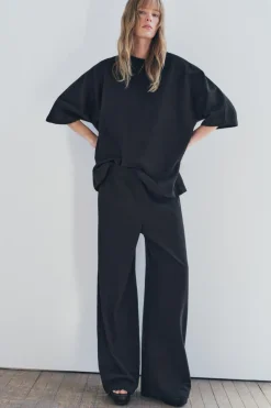 Fashion PANTALÓN RECTO ALGODÓN Mujer Pantalones|Sudaderas / Joggers