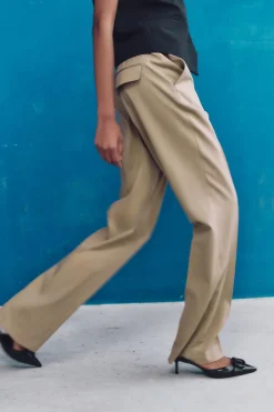 Clearance PANTALÓN RECTO CINTURÓN Mujer Pantalones