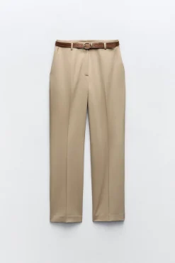 Clearance PANTALÓN RECTO CINTURÓN Mujer Pantalones