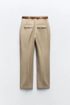 Clearance PANTALÓN RECTO CINTURÓN Mujer Pantalones