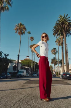 Sale PANTALÓN RECTO CINTURÓN Mujer Pantalones