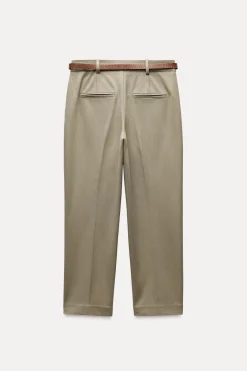 Best PANTALÓN RECTO CINTURÓN Mujer Pantalones