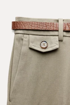 Best PANTALÓN RECTO CINTURÓN Mujer Pantalones