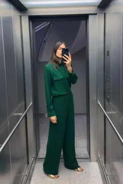 Sale PANTALÓN RECTO CREPE Mujer Pantalones