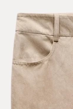 Discount PANTALÓN RECTO EFECTO ANTE Mujer Pantalones