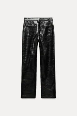 Hot PANTALÓN RECTO EFECTO PIEL Mujer Pantalones